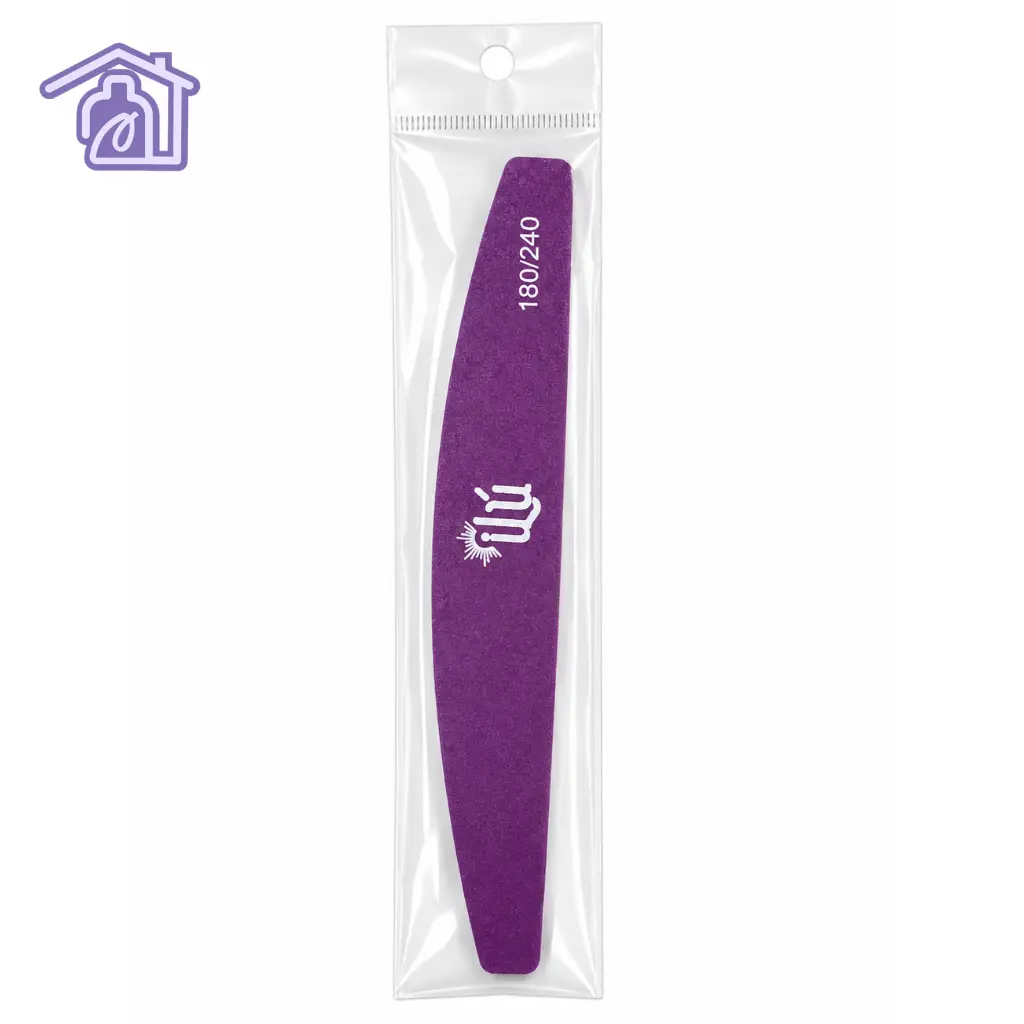 lima para uñas grano 180 240 morada de forma media luna marca ilu en empaque individual