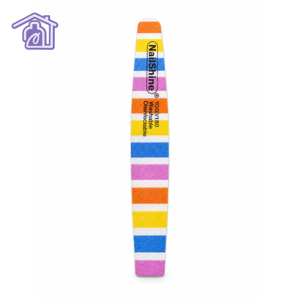 lima sponge 100 180 marca nailshine pulidora lavable a rayas multicolores de forma media luna