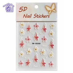 stickers 5d con relieve para unas flores blancas y rosadas sw 5d200
