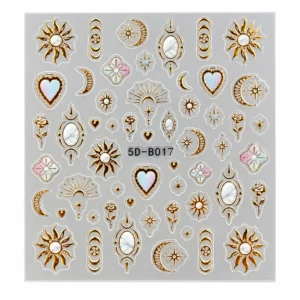stickers 5d con relieve para unas sol luna y detalles dorados misticos 5d b017