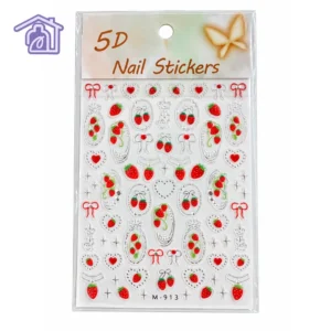 stickers 5d con relieve para unas fresas rojas monos y corazones aperlados m-913