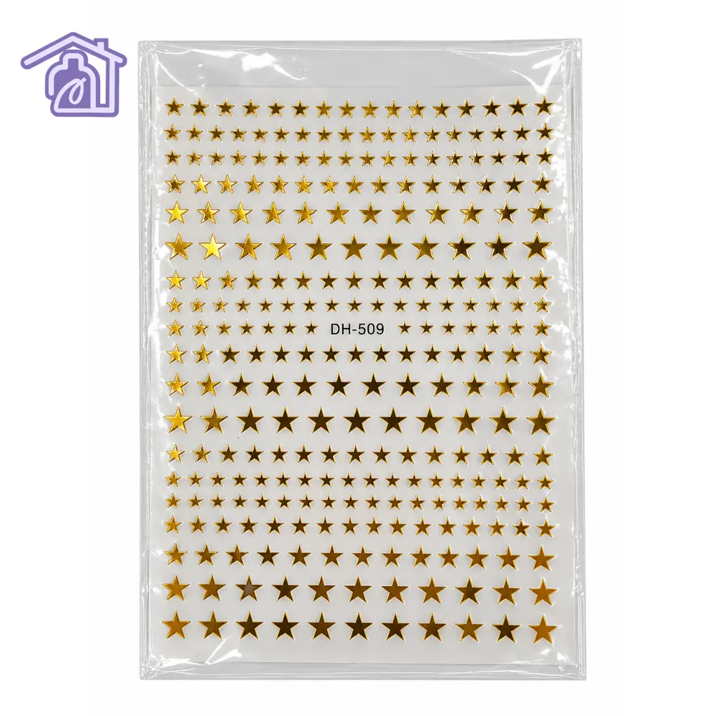stickers adhesivos para unas estrellas doradas brillantes de varios tamanos dh 509