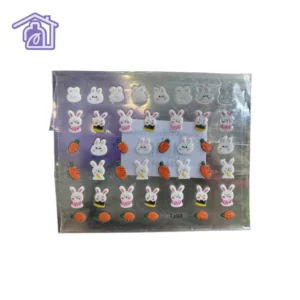 stickers 5d con relieve para unas conejitos blancos kawaii y zanahorias tz03