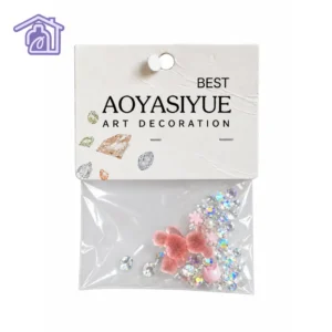 gemas y dijes para unas osito rosado translúcido con cristales ab y perlas aoyasiyue