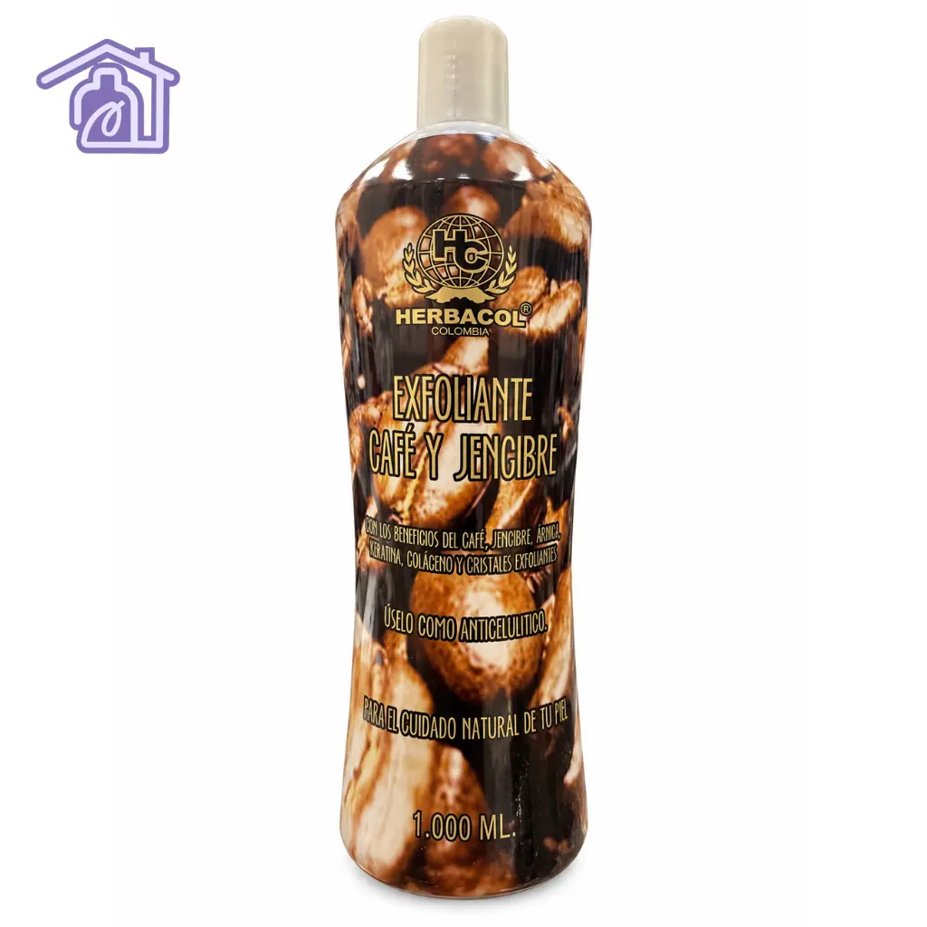 exfoliante cafe y jengibre herbacol 1000 ml cuidado natural de la piel