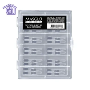 tips press on soft gel clear coffin masglo professional x120 unidades transparentes