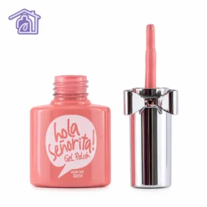 esmalte semipermanente gel polish hola senorita 10ml tono rosado coral con tapa mono plateado
