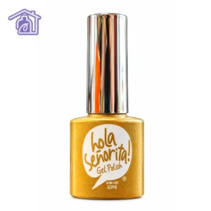 esmalte semipermanente gel polish 154 hola senorita 10ml tono dorado escarchado con tapa cromada