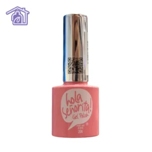 esmalte semipermanente gel polish 072 hola senorita 10ml tono rosado coral pastel suave con tapa cromada