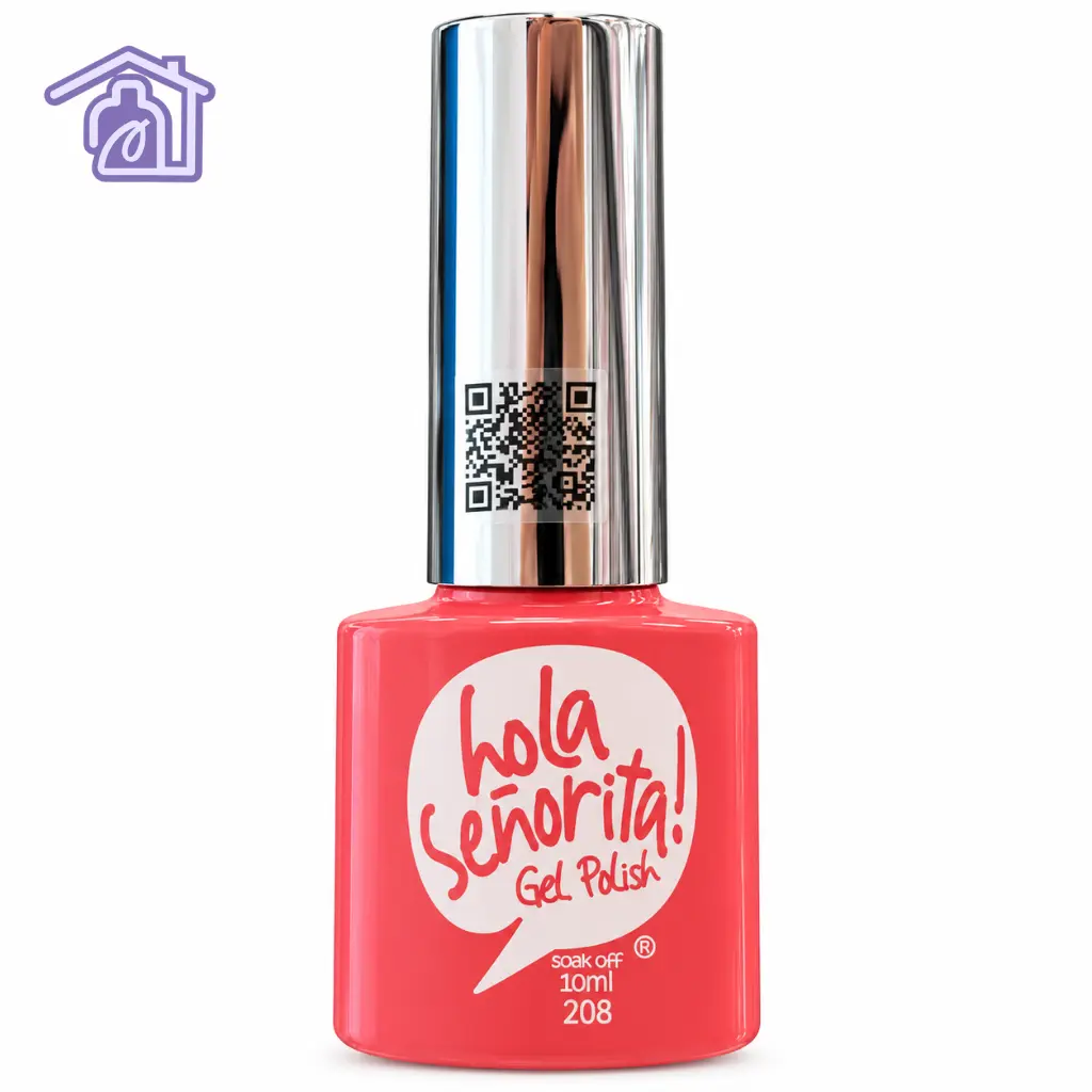esmalte semipermanente gel polish 75 hola senorita 10ml tono rosado intenso coral con tapa cromada