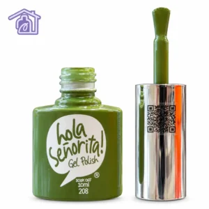 esmalte semipermanente gel polish 048 hola senorita 10ml tono verde oliva aguacate con brocha destapada