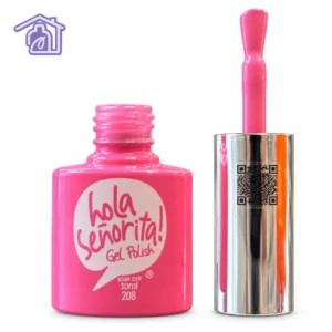 esmalte semipermanente gel polish 140 hola senorita 10ml tono rosa chiclete neon suave con brocha destapada