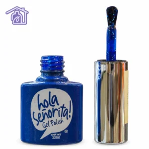 esmalte semipermanente gel polish 118 hola senorita 10ml tono azul noche escarchado con brocha destapada