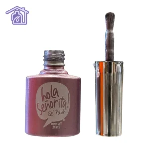 esmalte semipermanente gel polish 350 hola senorita 10ml tono rosa viejo metalico perlado con brocha destapada